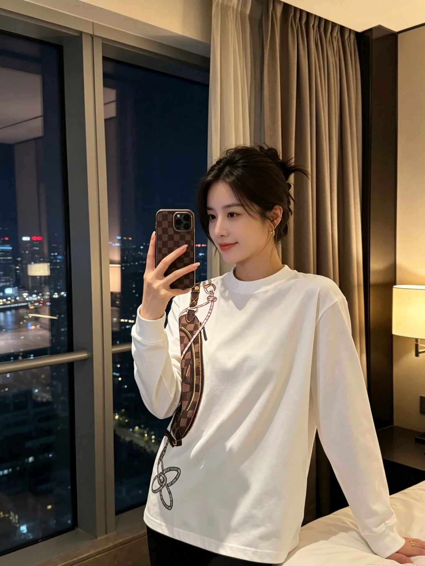 Louis Vuitton/Louis Vuitton chest bag printed long-sleeved T-shirt